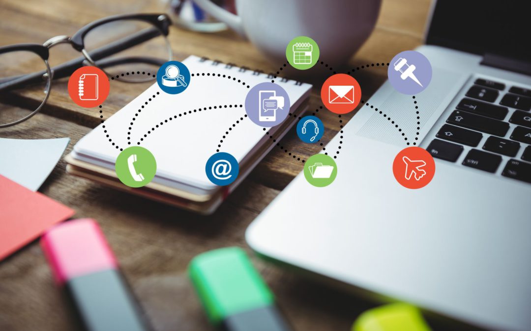 digital composite of laptop with graphics